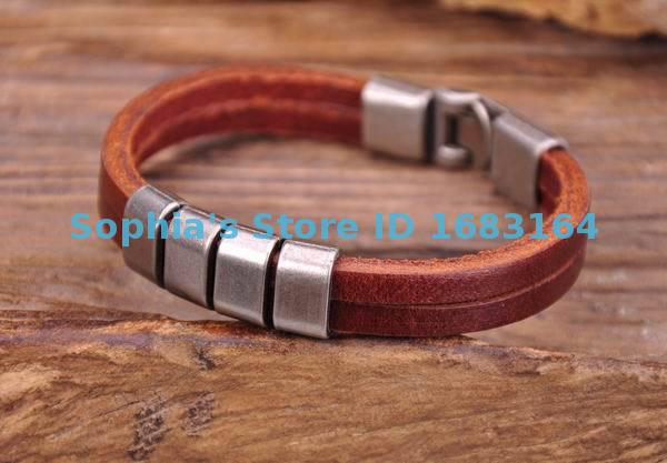 G117 Braun Kühlen Metallschließe Surfer Leder Herren Armbinde Armbinde Manschette Neue