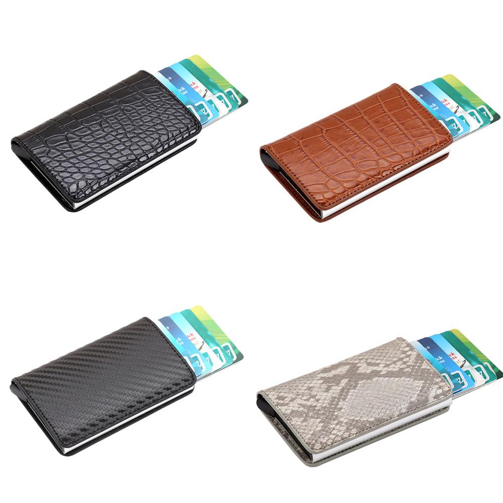 High-Grade Alumina Solid Color Automatic Pop-Up Anti-Theft Bank Card box Waterproof ID Card Wallet Shiny Metal Cardholder Box $D