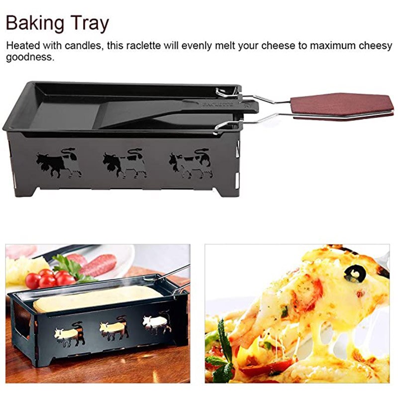Non-Stick Cheese Oven Set Mini BBQ Cheese Board With Wood Handle Iron Swiss Cheese Melter Pan Kitchen Baking Tools
