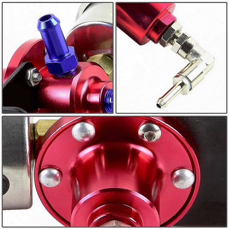 Universal Adjustable Fuel Pressure Regulator Kit with Gauge for Car
