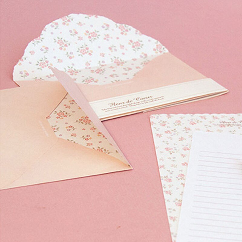 12 ark brevpapper +6 st kuvert söta fint blomma brevblock set skrivpapper kontors- och skolmaterial