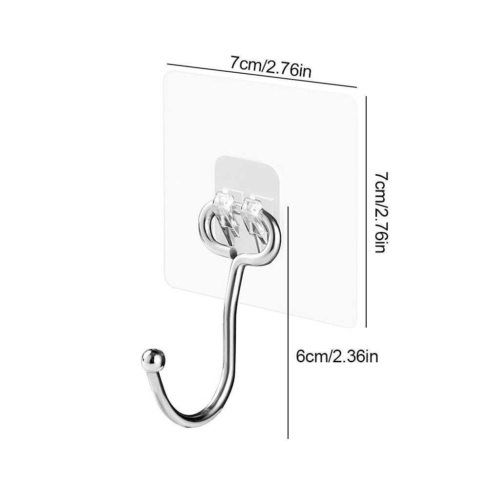 Storage Hook Hanger Self Adhesive Hook Adjustable Wall Rack Kitchen Bathroom Punch-free Non-marking Strong Sticking Hook: Transparent S