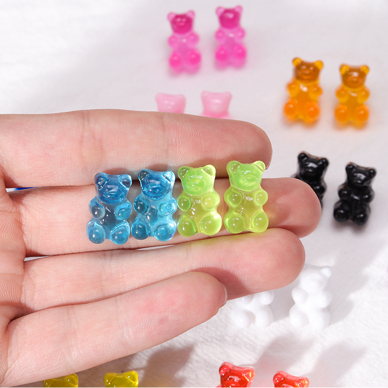 Nuovi colori caramelle Simpatici orsi gommosi Orecchini a bottone per le donne Dichiarazione di moda Orecchini pendenti con animali Regali per gioielli per feste per ragazze