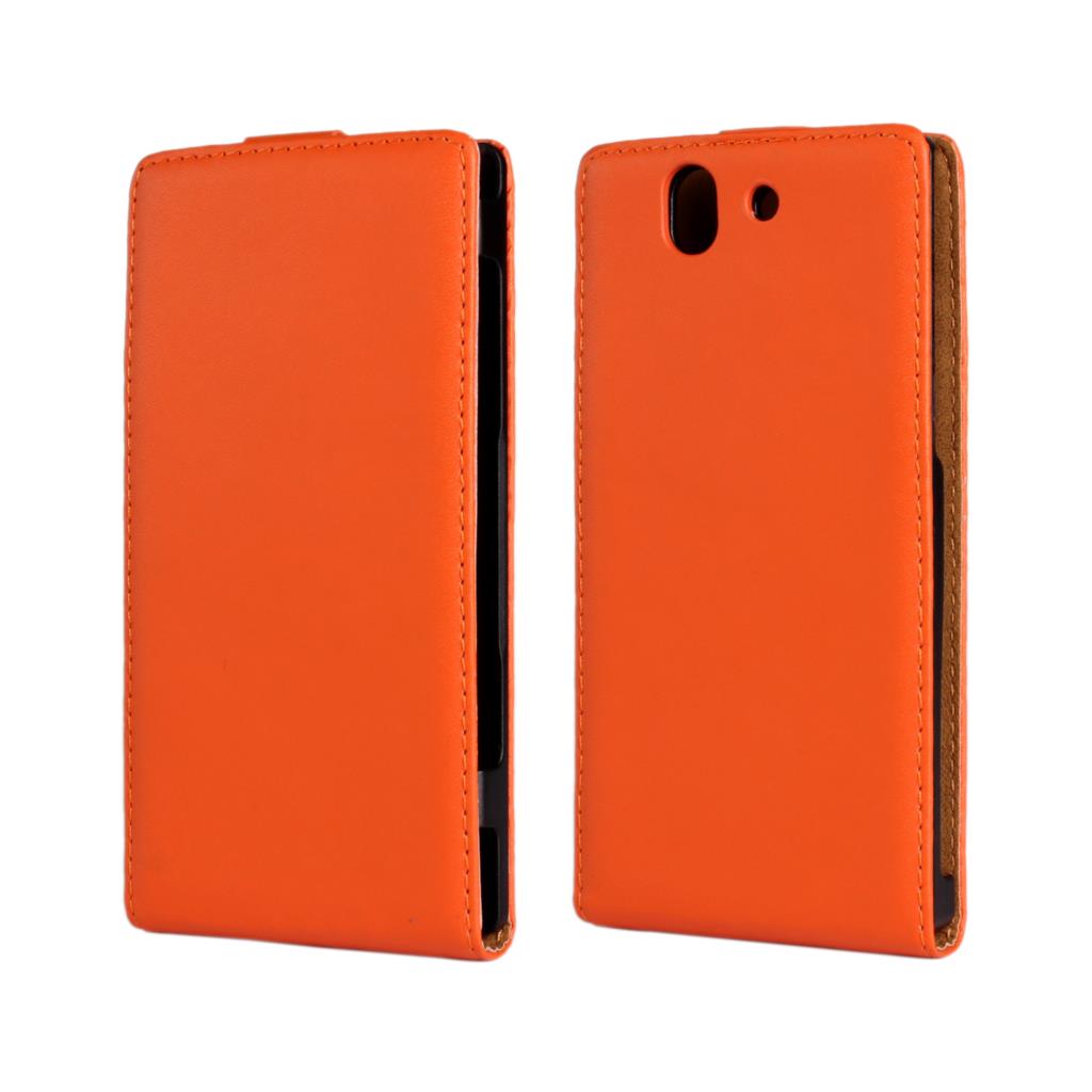 Clamshell telefon cover læder taske til sony xperia z  c6602 c6603 magnetisk adsorptionsspænde hylster flip coevr cover: Orange / Kasse og glasfilm