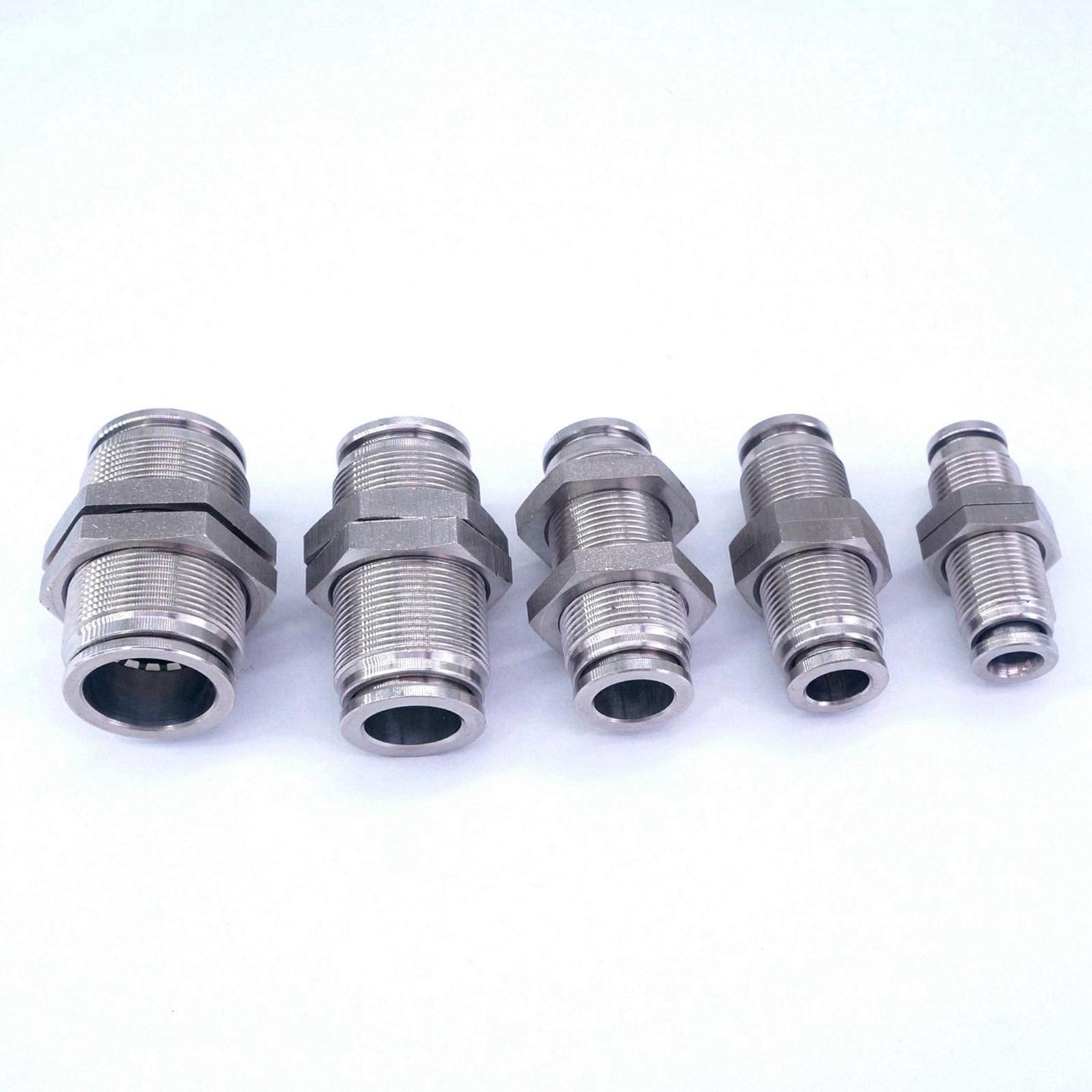 4/6/8/10/12/14/16mm Equal Diameter Stainless Bulkhead Union Pneumatic Fitting