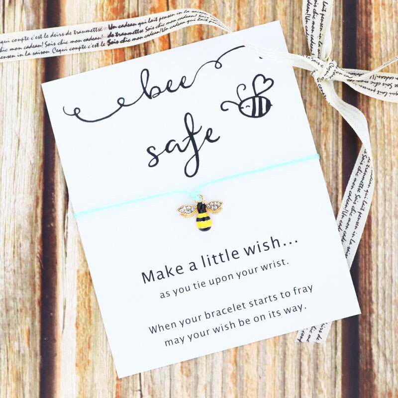 Bee Safe Wish Bracelet Cute Bee Charm Lucky Red String Bracelet Bee Jewelry for Women Men Friendship Bracelet Motivational: Green