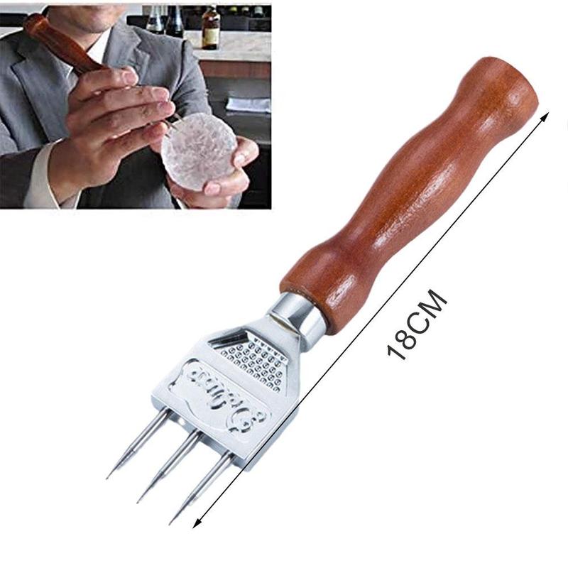Pique à Glace Manuel - Acier Inoxydable Avec étui - Poignée En Bois Antidérapante - Pour Bar, Cuisine, Cocktail, Camping