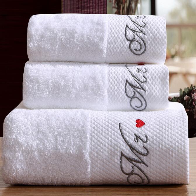 Juego de 3 uds de toallas de baño de algodón de lujo, juego de toallas de playa bordadas en color blanco, Toallas Hotel
