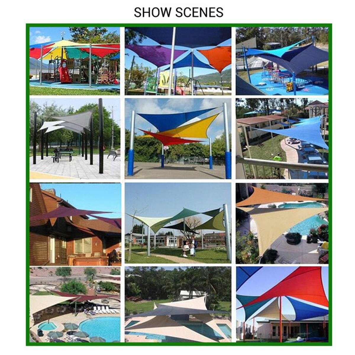 3X3X3M Summer Outdoor Waterproof Triangle Sun Shade Anti-UV Shed Garden Patio Awning Sunscreen Rain Cover Garden