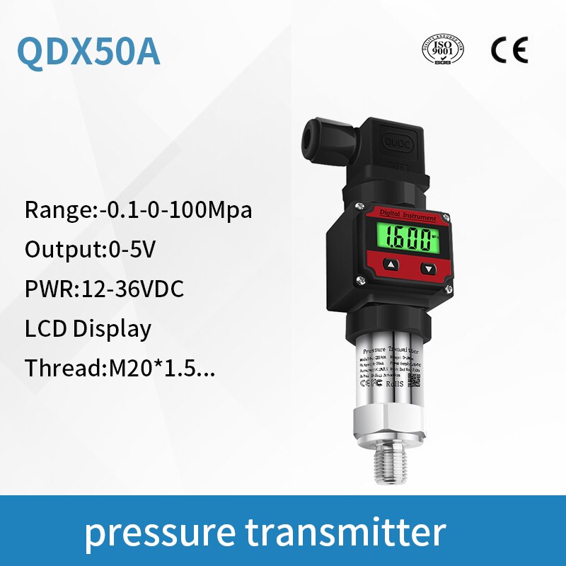 LCD Digital display pressure sensor pressure transmitter Transducers 0-5V output signal -0.1-0-1000bar QDX50A