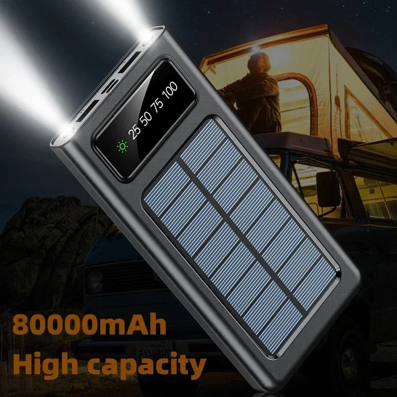 Xiaomi 200000mAh Solar Power Bank Ultra Capacity USB 4 in1 Super Fast Charging USB TypeC LED Light Outdoor Power Bank For iPhone