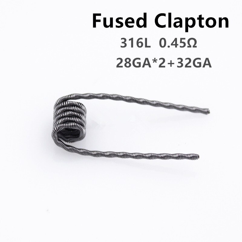 Glotech 50 pcs A1 316L Alien Tijger Gesmolten Clapton Premade Coils Hive Twisted Gemengde Twisted Prebuilt Coil voor DIY RDA RBA Verstuiver: Fused Clapton (316L)