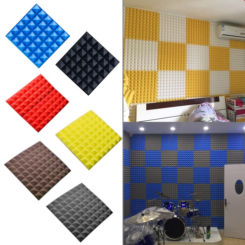 1pc vierkante geluidsdichte panelen schuim geluidsreductie akoestische spons schuim kunst muurstickers voor bar ktv muur geluidsisolatie spons