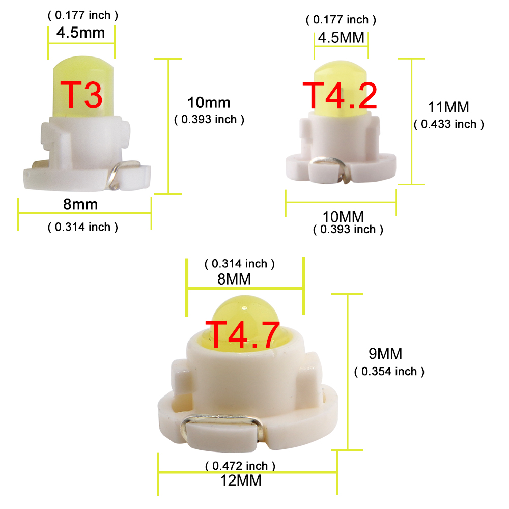 10 Uds T3 T4.2 T4.7 luz para salpicadero coche vehículo instrumento mapa indicador de advertencia luz LED 12V blanco rosa rojo hielo azul verde ámbar