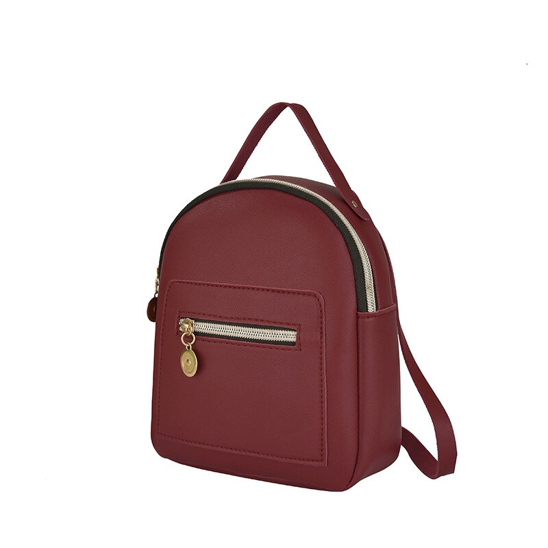 été sac à dos pour femmes Mini petit solide fermeture éclair doux décontracté sac à dos sac d'école: Rouge