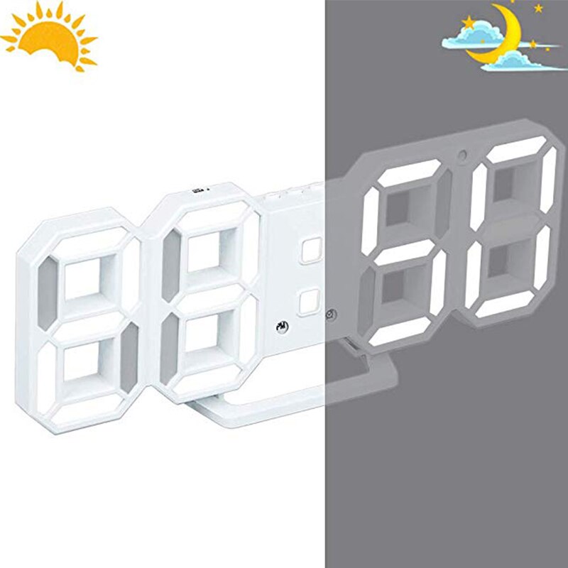 Modern Digital 3D LED digital wall Clock Alarm Clocks Snooze Clock with 12/24 Hour Display LB88