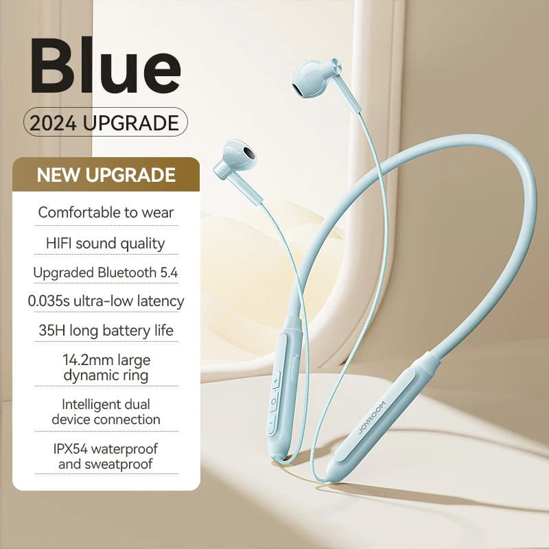 Joyroom Bluetooth Earphones Wireless Headphones Magnetic Sport Neckband Neck-hanging Earbuds Wireless Blutooth Headset with Mic: Red