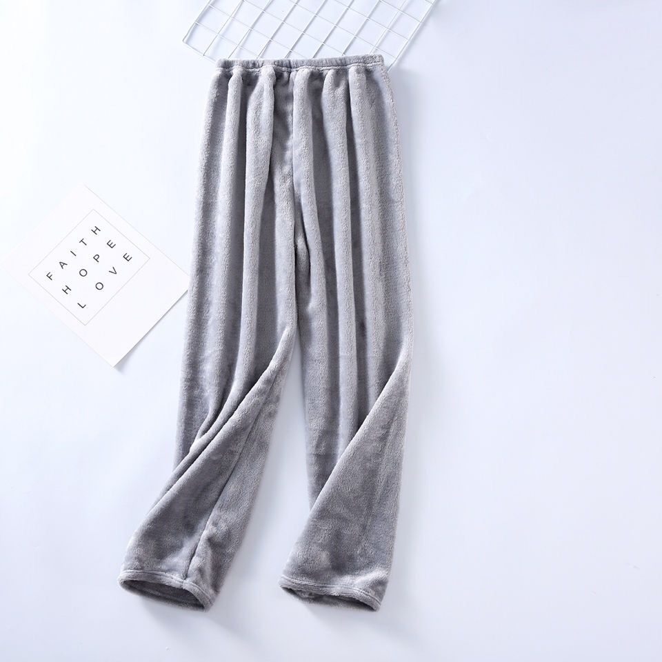 Pantalones de dormir largos para mujer, franela lisa, pijamas de lana en Coral, ropa de dormir suave y cómoda, estilo coreano