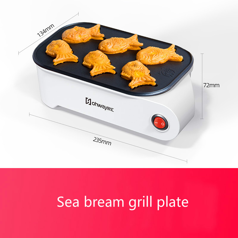 Mini máquina de bolas de pulpo pequeña para el hogar, placa de barbacoa de pulpo japonés, calefacción eléctrica automática multifuncional, 220V: Sea bream grill plat / US