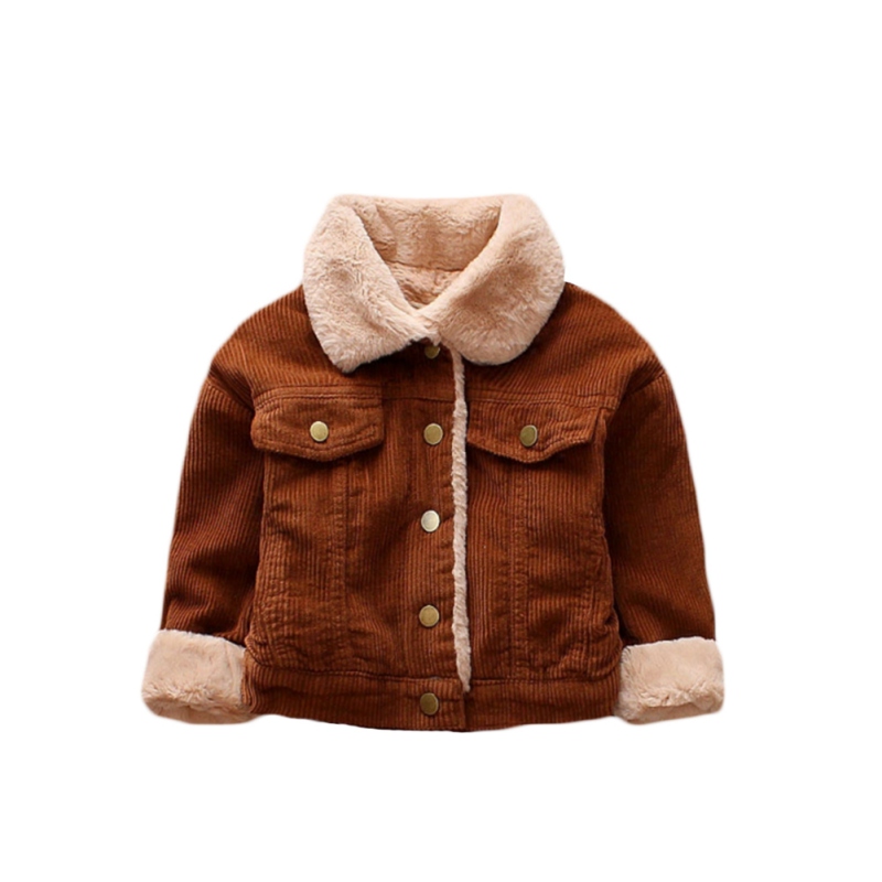 1-5y vinter baby piger tøj plus fløjl frakke jakke varm snedragt baby ensfarvet jakke børnetøj: K / 4t