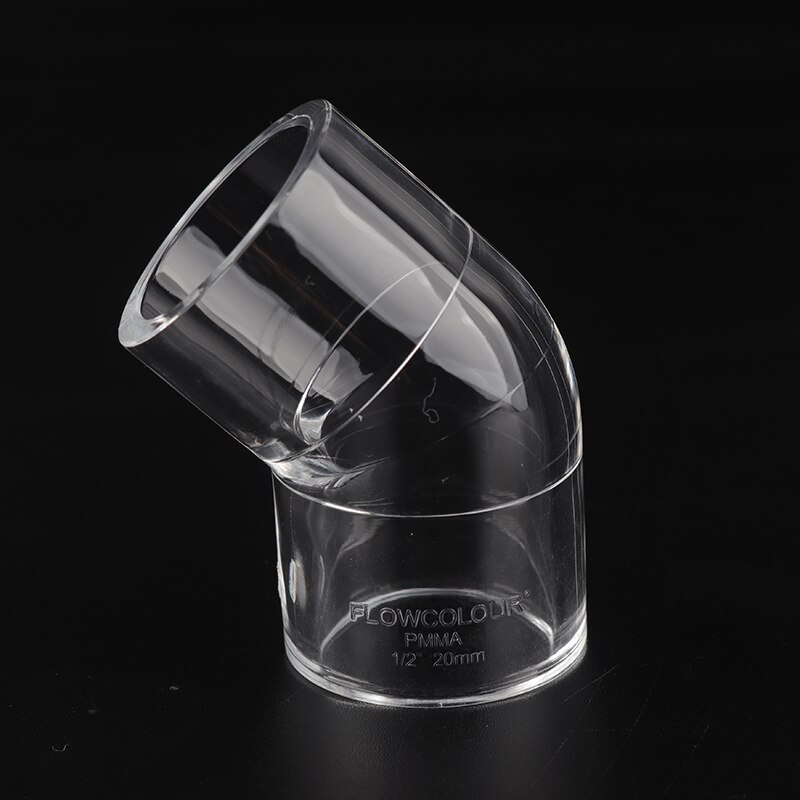 O.D20 Acrylic Pipe Aquarium Accessories Fish Tank Connector Water Supply Elbow Coupling Tee Fittings PVC Transparent Tube Joints: 45 Elbow