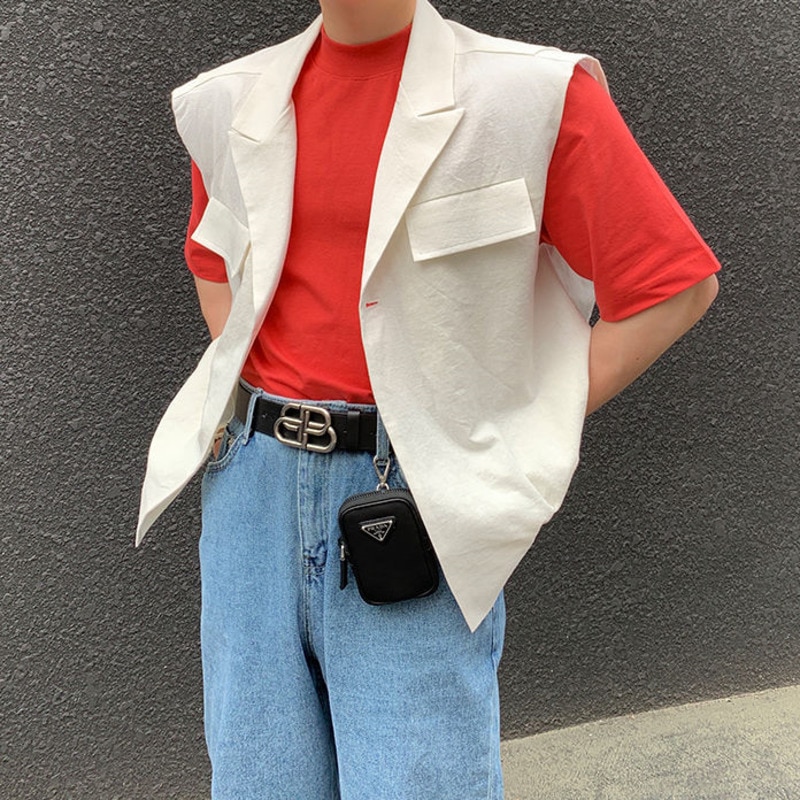 Casual katoenen vest voor heren, trui met lange mouwen, revers