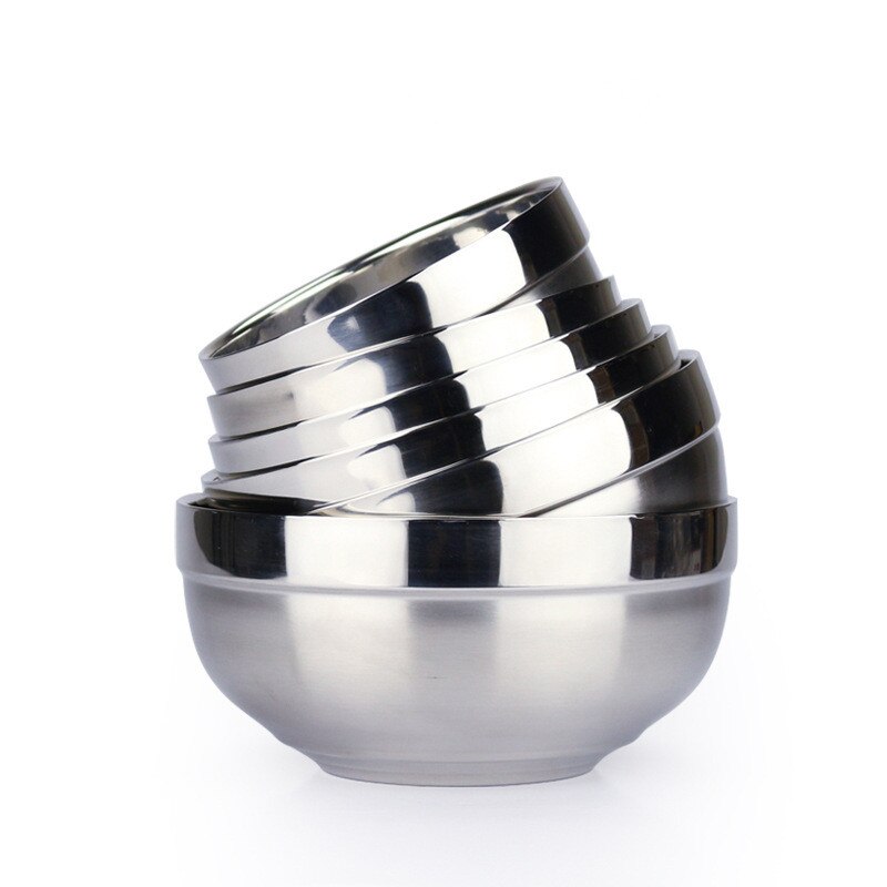 Baby Bowl Feeding Dishes Spoon Baby Children's Dishes Plates 304 Stainless Steel Round Bowl Food Rice Soup Double Insulation