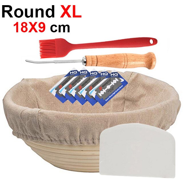UPORS Natural Bread Proofing Basket Rattan Oval Wicker Sourdough Dough Fermentation Banneton Bread Basket: Round 18X9