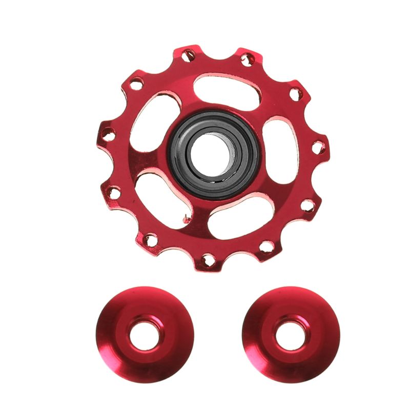 11 dientes MTB bicicleta rodamiento Jockey rueda polea bicicleta de carretera cambio de marchas de bicicleta: Rojo