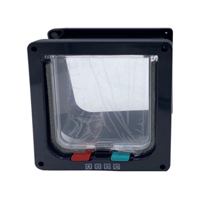 Chatière Sécurisée pour Chien et Chat, avec 4 Modes de Verrouillage,, en Plastique ABS, Résistante aux Intempéries: Black / L 25X23.5X5.5cm