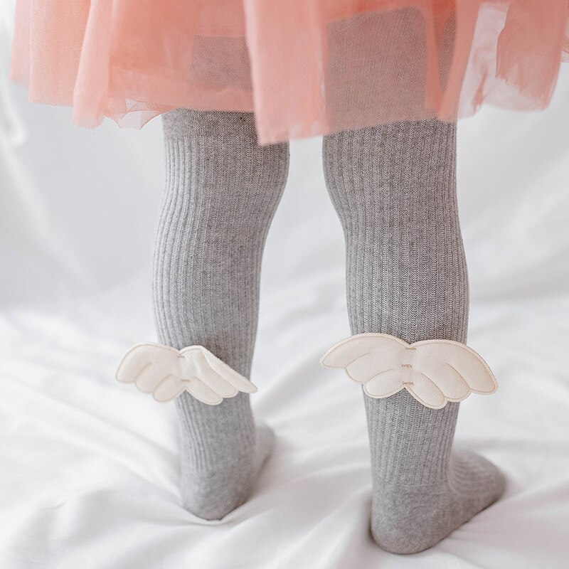 Cute Angel Wings Baby Tigths Toddler Kids Soft Cotton Tights Autumn Winter Warm Stockings Solid Color Girls Pantyhose