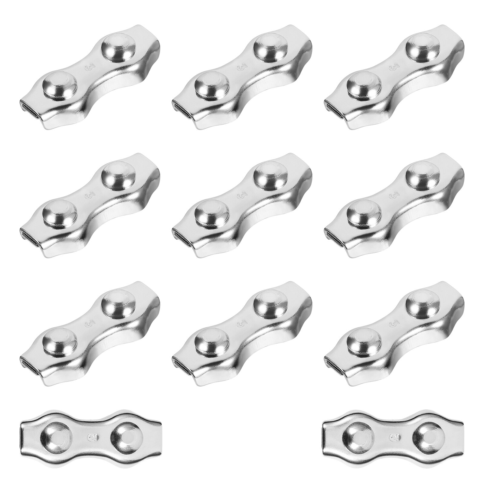 TEHAUX 10pcs Stainless Steel Duplex Bolt Cable Clamps Cable Grips Clips Wire Cable Clamps Rope Connectors