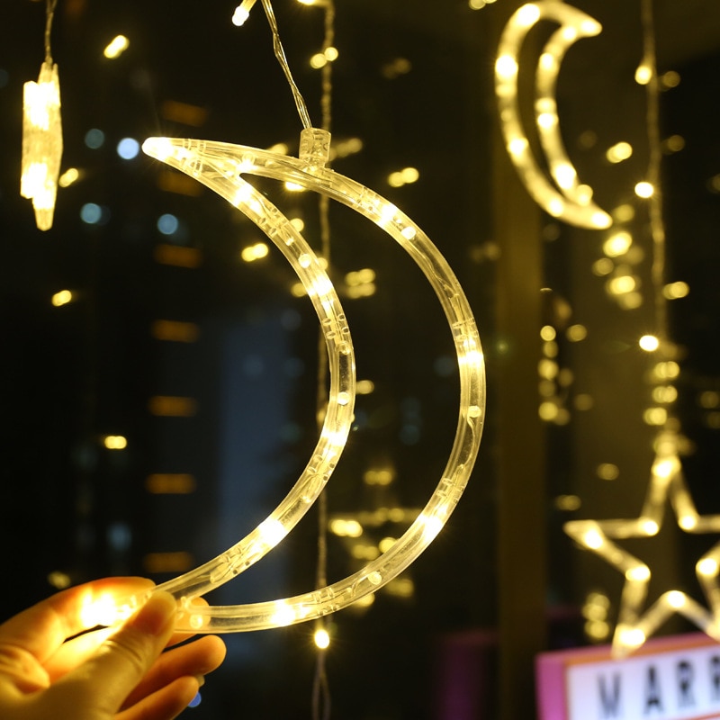 3.5m led stjerne måne led gardin fe lys julelys dekorasjonslys  eu 220v fe lys