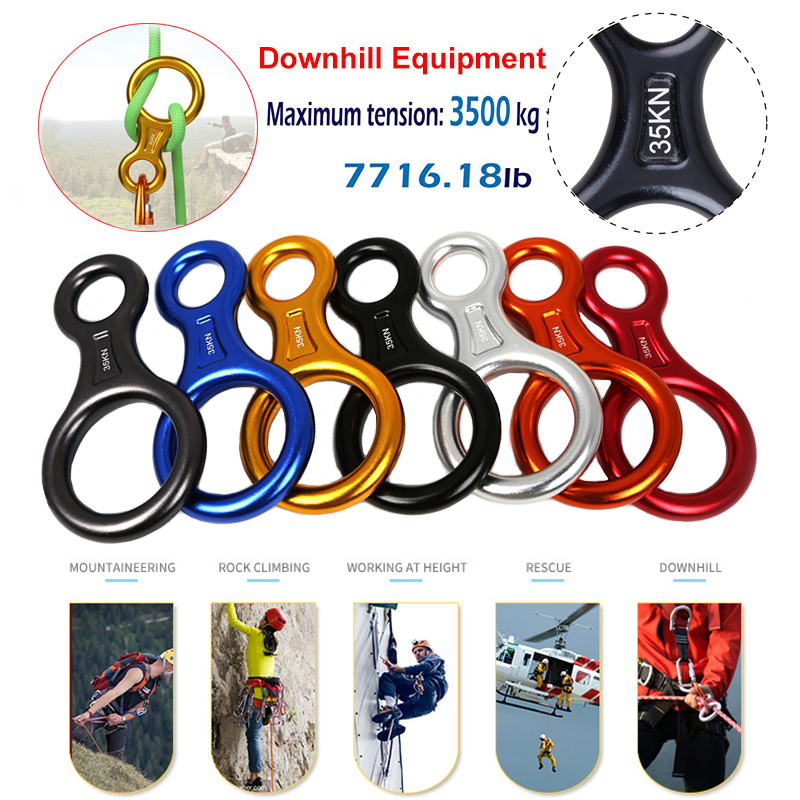 Climbing Gear Downhill Equipment 35KN Rescue Figure 8 Descender Carabiner Rigging Plate for Climbing Belaying Rappelling Device