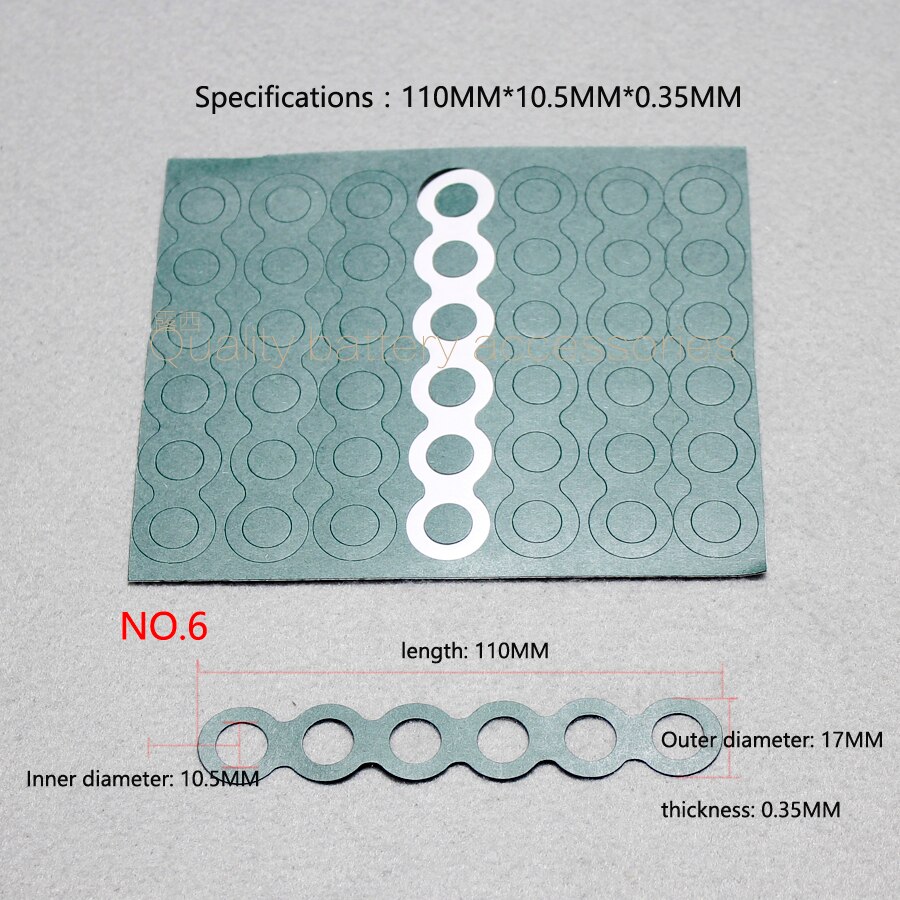 3 and 18650 lithium battery pack Insulation gasket meson 6 and series hollow flat head positive pole pad Insulation gasket