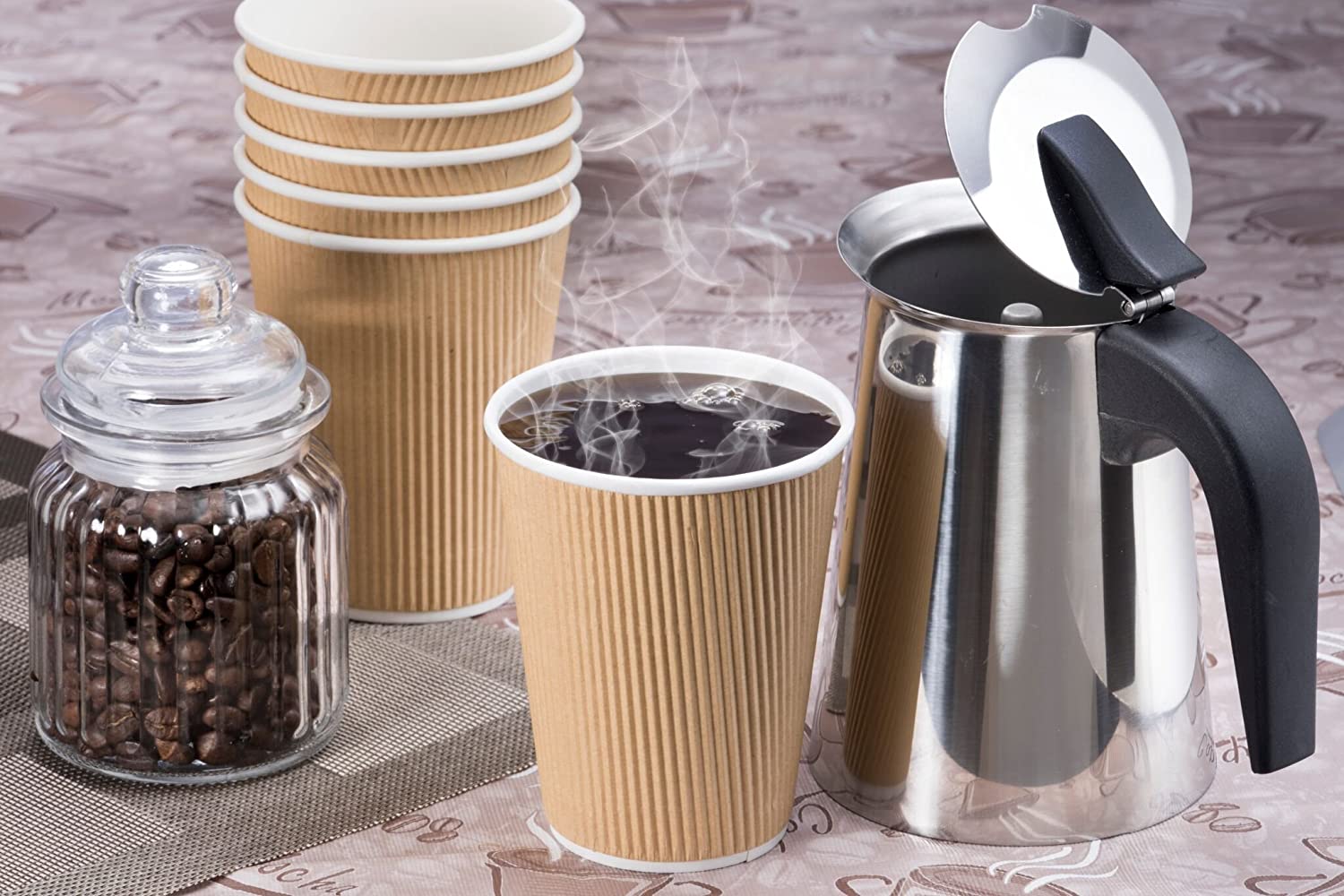 [50 setzt - 12 unzen.] Isoliert Welligkeit Papier Heißer Kaffee Tassen Mit Deckel