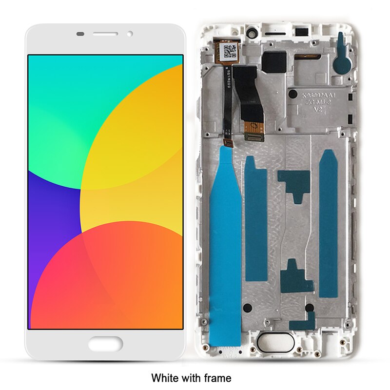 Bloc écran tactile LCD avec châssis, 5.5 pouces, pour MEIZU M5 Note M621H M621M M621Q, Original: White with frame