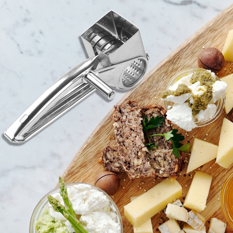 Handheld Multifunctional Rotary Cheese Grater Cheese Cutter Slicer Shredder Sharp Cylinders Stainless Steel Drums Slicer