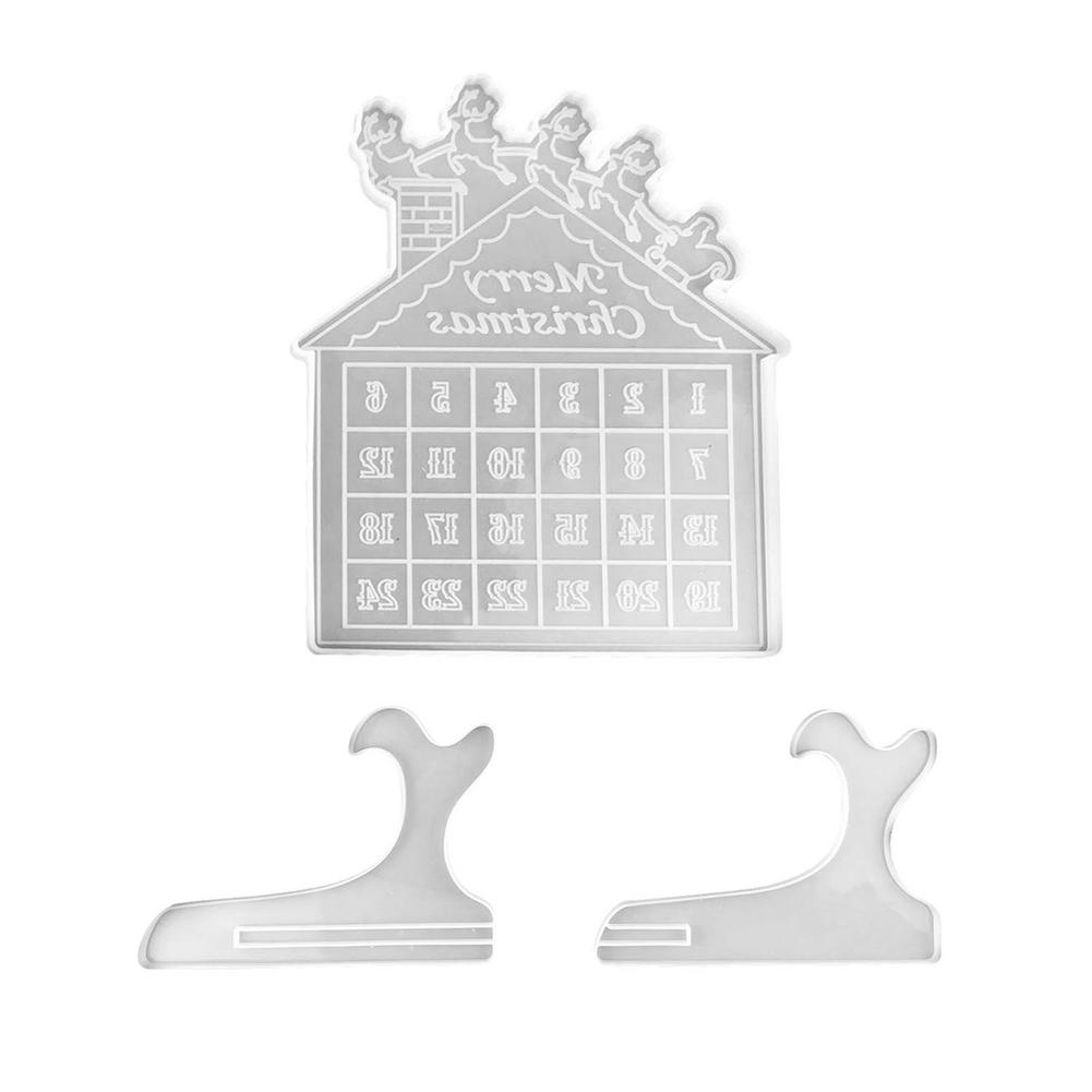Moules de calendrier de compte à rebours de noël en Silicone, moules en résine réutilisables pour l&#39;avent de noël, pour la décoration de Bar,: B
