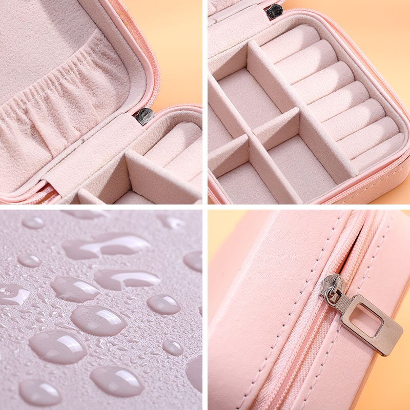 Universal Jewelry Organizer Display Travel Jewelry Case Boxes Portable Earring Necklaces Box Leather Storage Zipper Jewelers