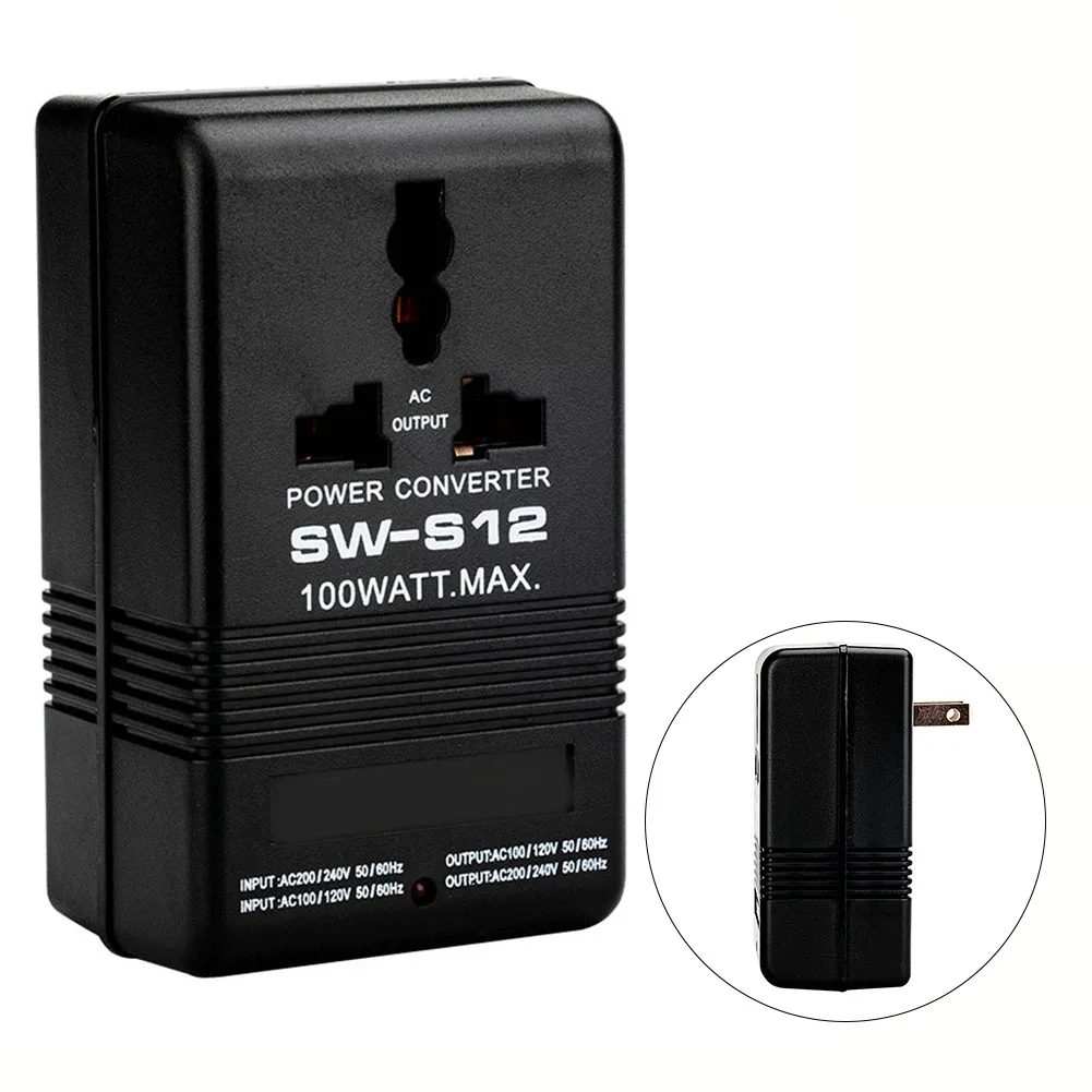 100-w step-up/step-down transformer , 110/120 v to 220/240 v, 70 w/100 w, 55 hz – 60 hz current transformer travel adapter