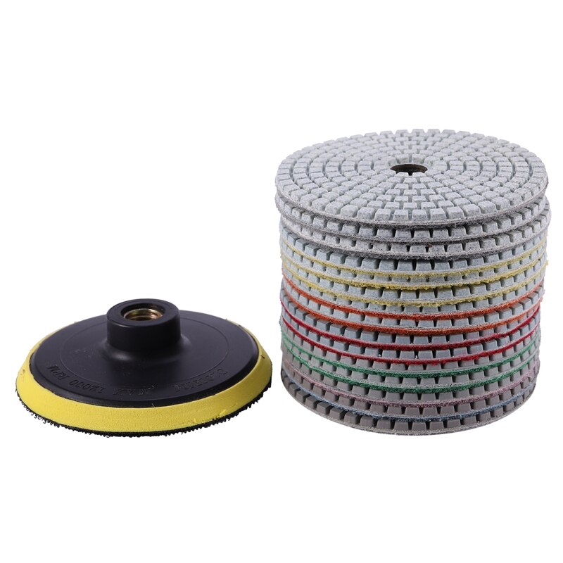 -16Pcs Diamond Polishing Pads Kit 4 Inch 100Mm Wet/Dry for Granite Stone Concrete Marble Polishing Use Grinding Discs Set