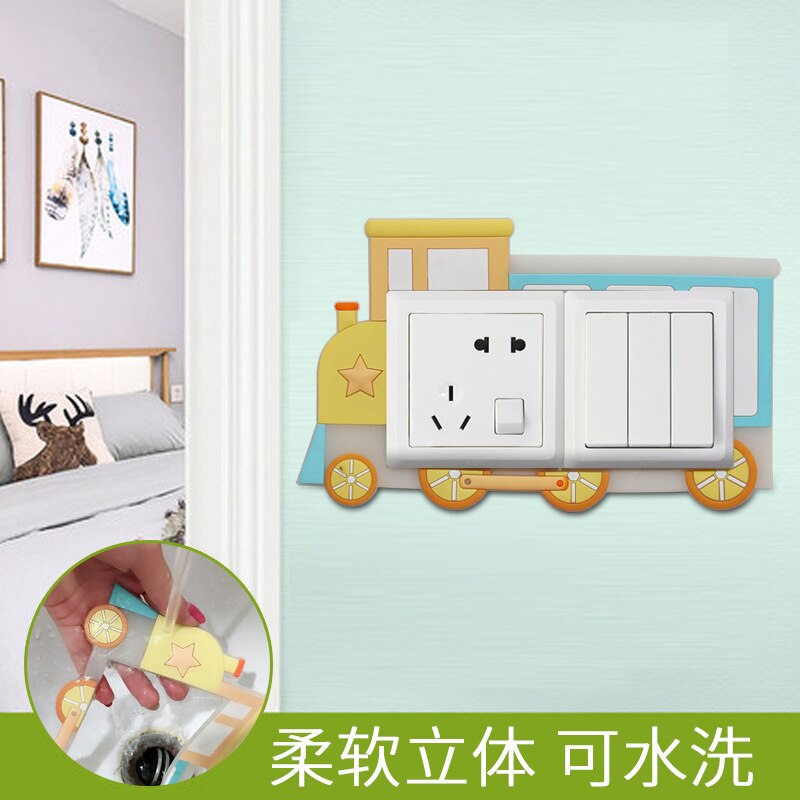 Double switch protective cover modern minimalist luminous switch wall stickers cartoon household socket switch decorative cover