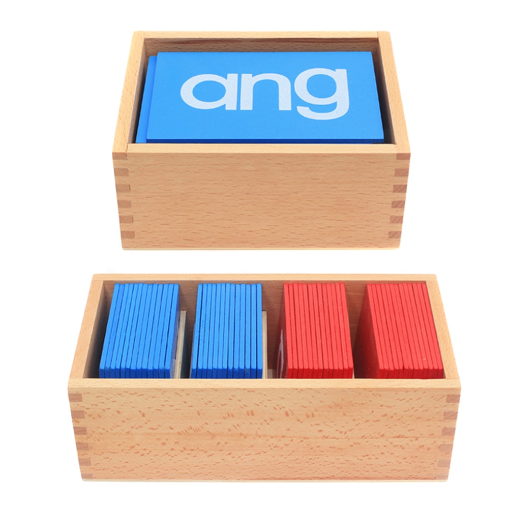 Early Childhood Education Teaching Aids Red And Blue English Letter Card Sandpaper Letters For Toddlers Wooden Box Set