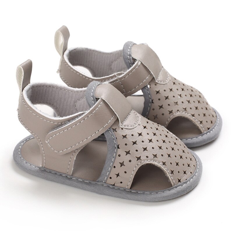 Kids Pasgeboren Baby Jongens Zomer Zachte Crib Schoenen Eerste Wandelaar Anti Slip Sandalen Schoen 0-18M: Gray / 0-6 months