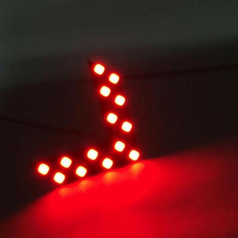 2 pièces/ensemble rétroviseur de voiture LED flèche panneau clignotant indicateur lumineux: Rouge