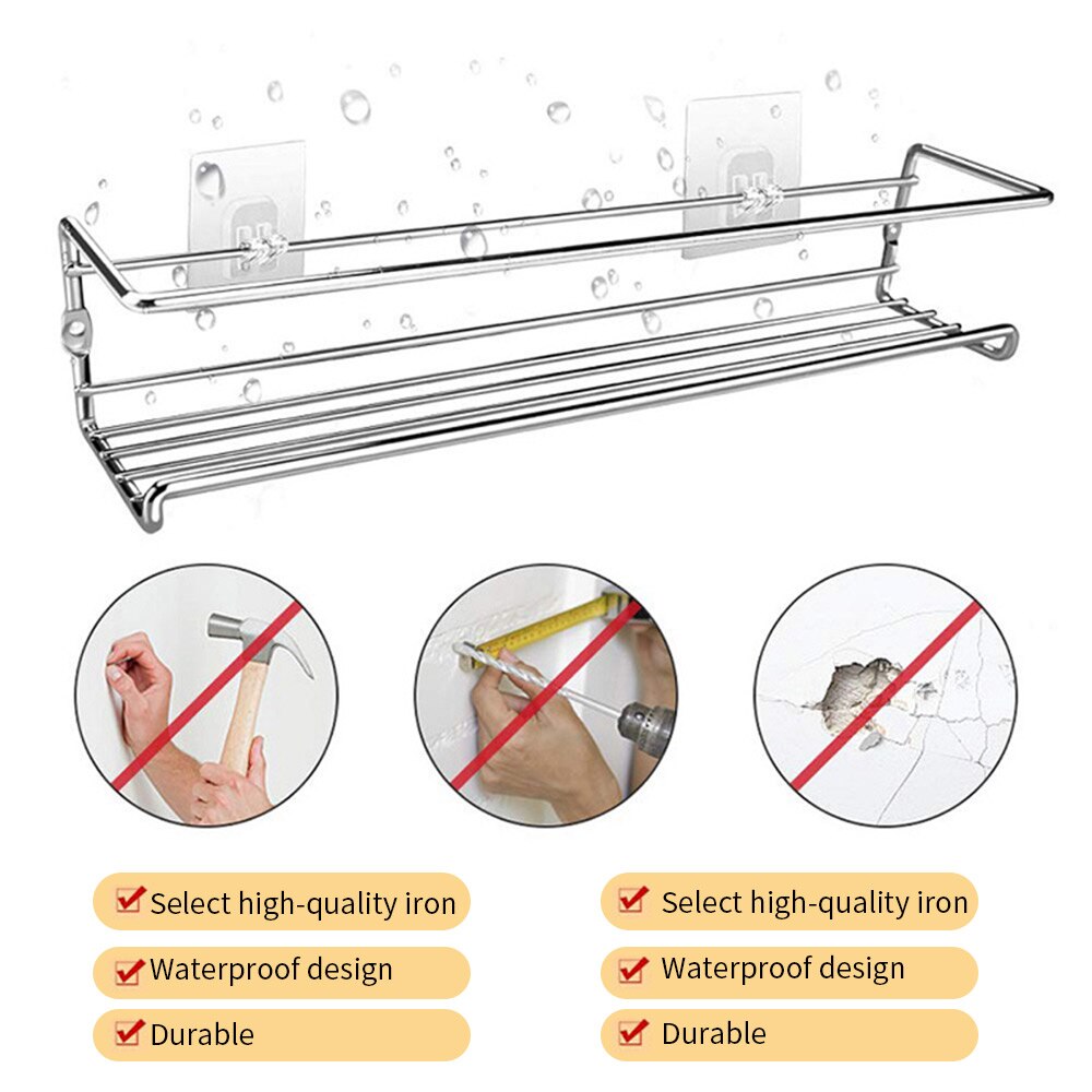 Estante de especias para el hogar, estante de Metal sin perforación para especias, organizador práctico para cocina, baño, gabinete, soporte para botella