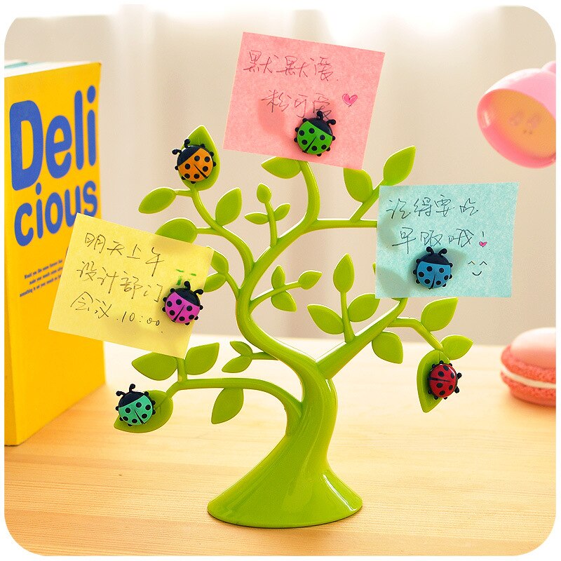 Carpeta de notas de árbol de mariquita creativa, lechón magnético notable, decoración de escritorio, carpeta de fotos para enviar un a un amigo