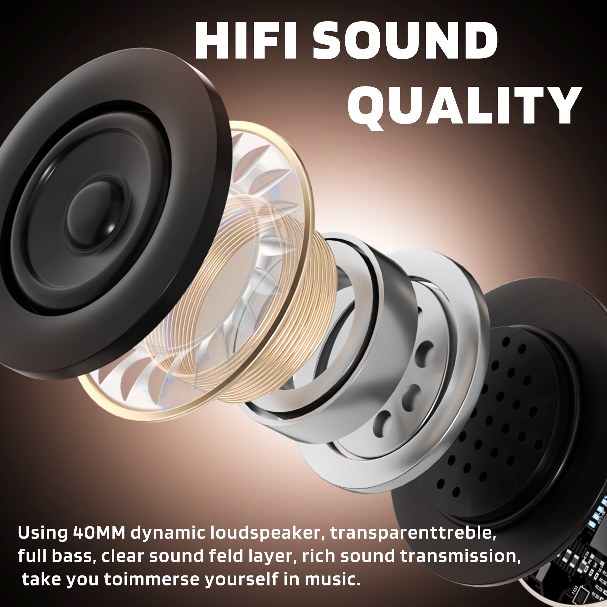 iKF-K3 Over-Ear-Kopfhörer, HiFi-Sound, ENC, klarer Anruf, Gaming-Headset mit geringer Latenz, 50 Stunden Spielzeit, APP-Steuerung, unterstützt kabellos/kabelgebunden