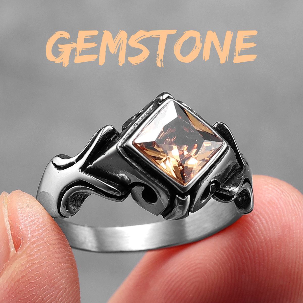 Bagues en acier inoxydable avec pierres précieuses multi-documents pour hommes et femmes, bijoux uniques, luxe, punk, accessoires, , ,: 7 / green